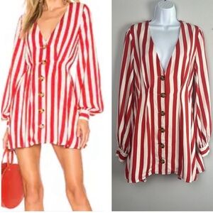 House of Harlow x Revolve Chandra Dress Long Sleeves Size M Red White Christmas